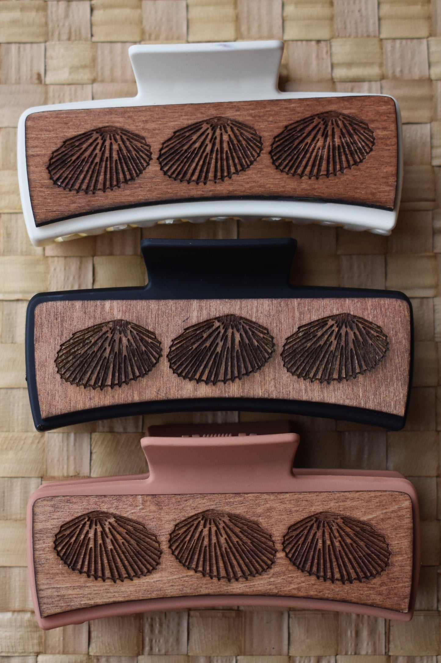 Handmade Wood Engraved Hair Clip