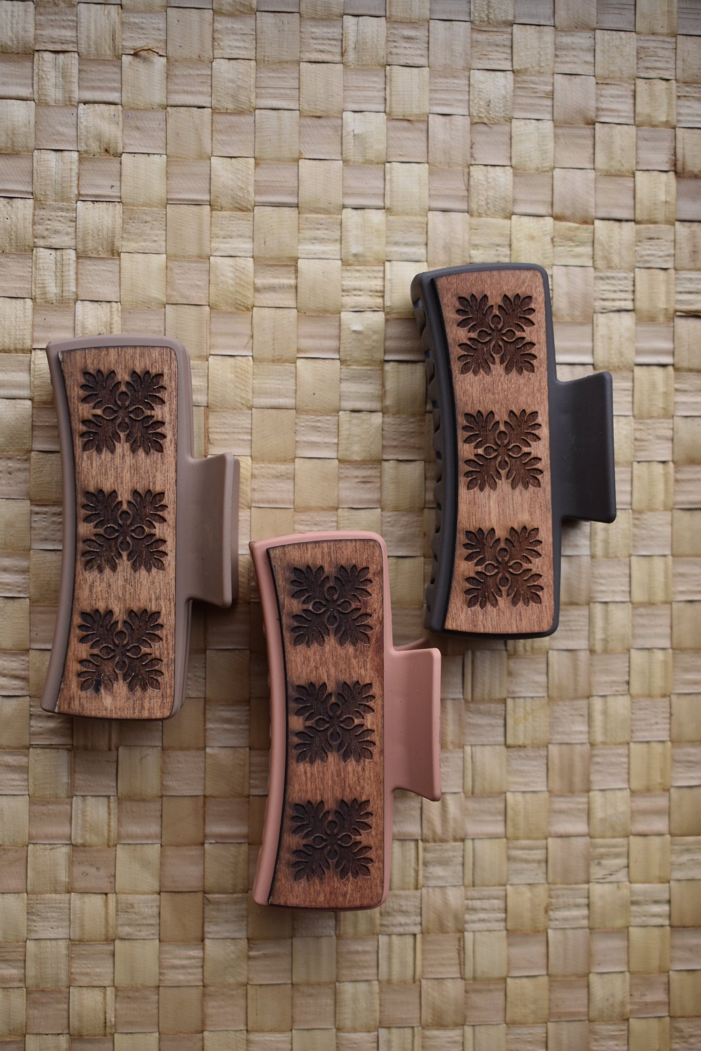 Handmade Wood Engraved Hair Clip
