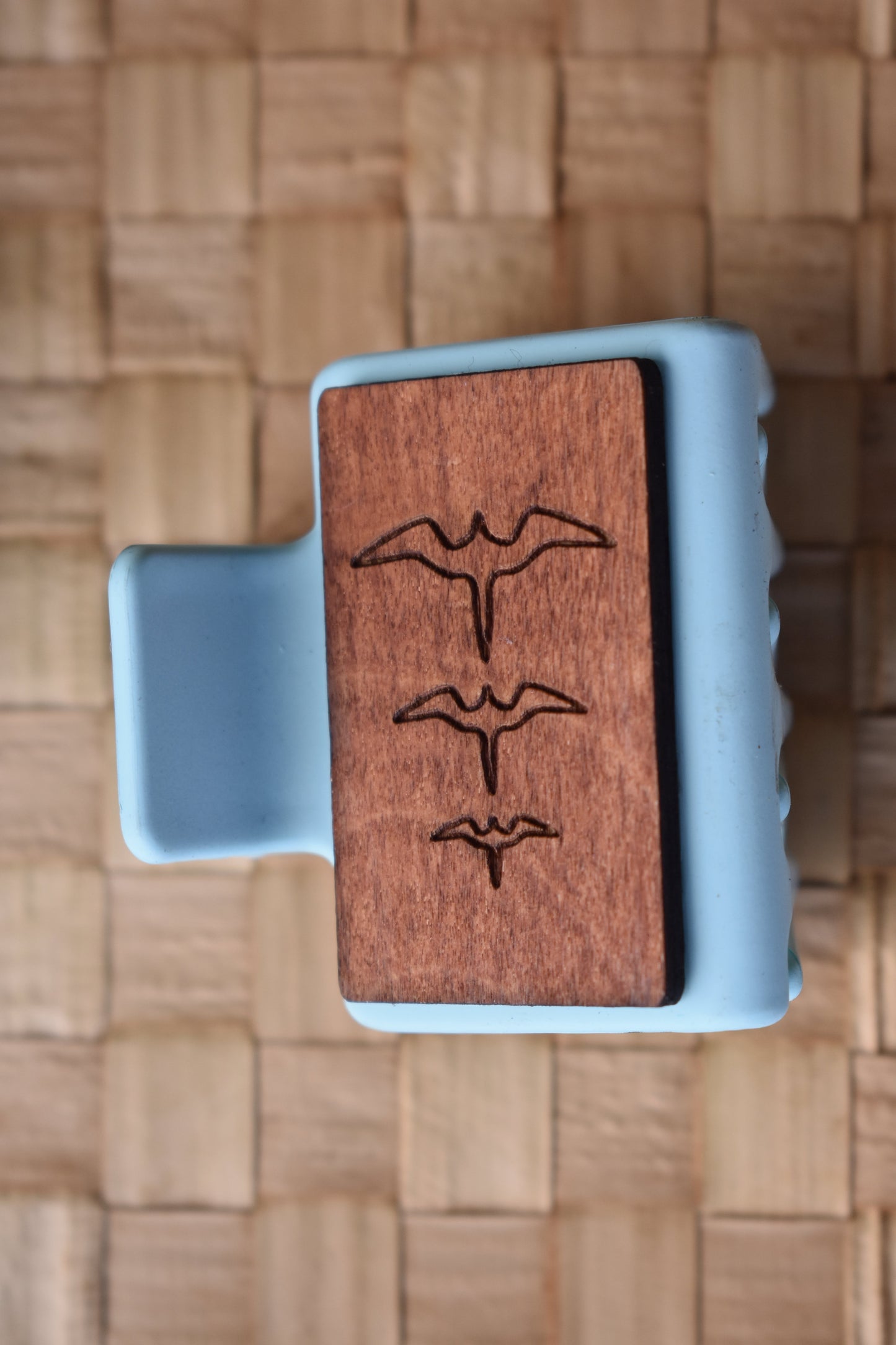 Mini Handmade Wood Engraved Hair Clip