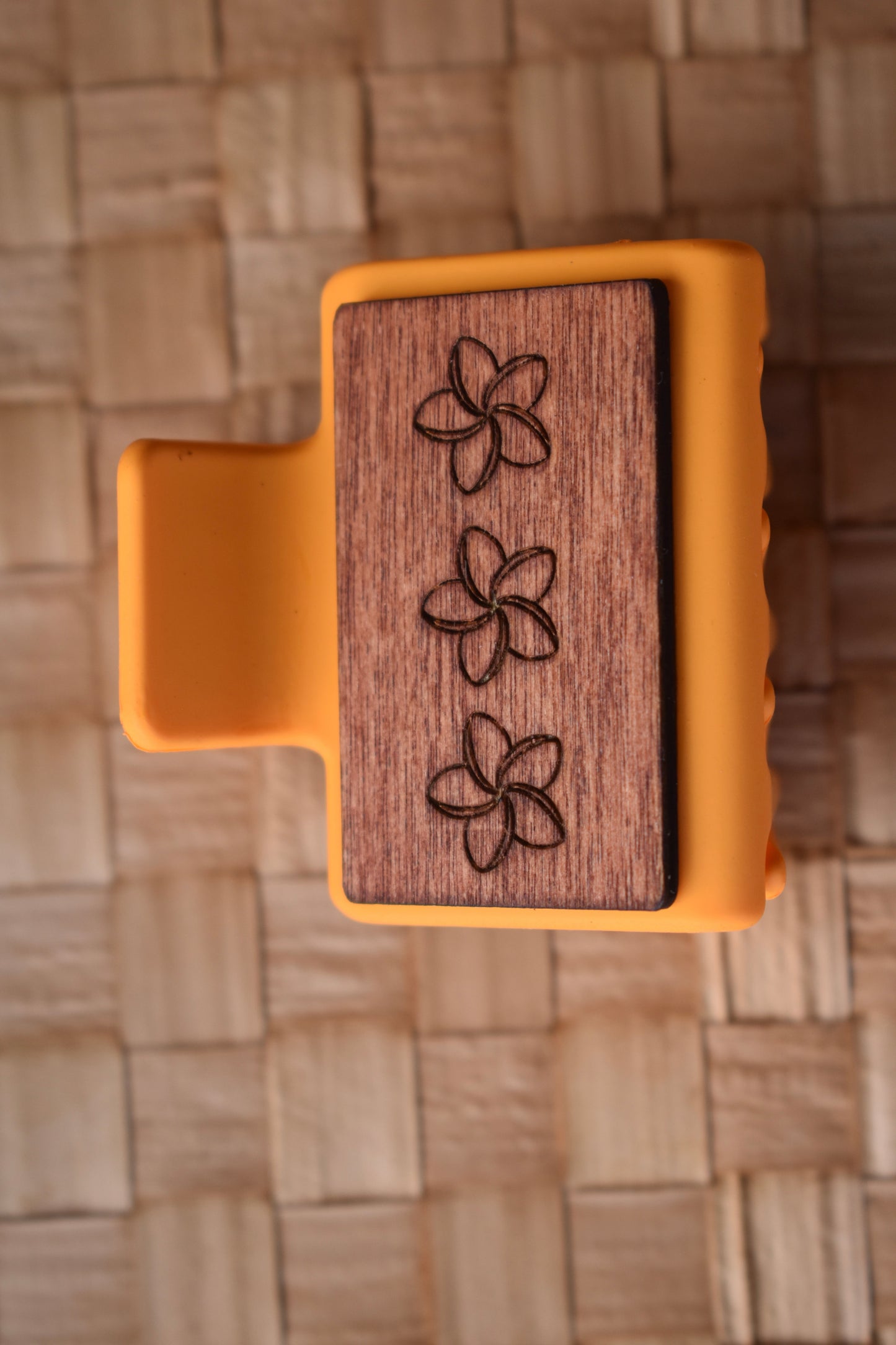 Mini Handmade Wood Engraved Hair Clip