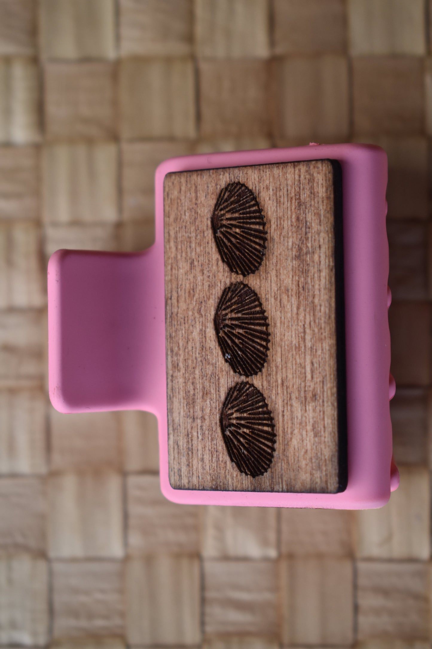 Mini Handmade Wood Engraved Hair Clip