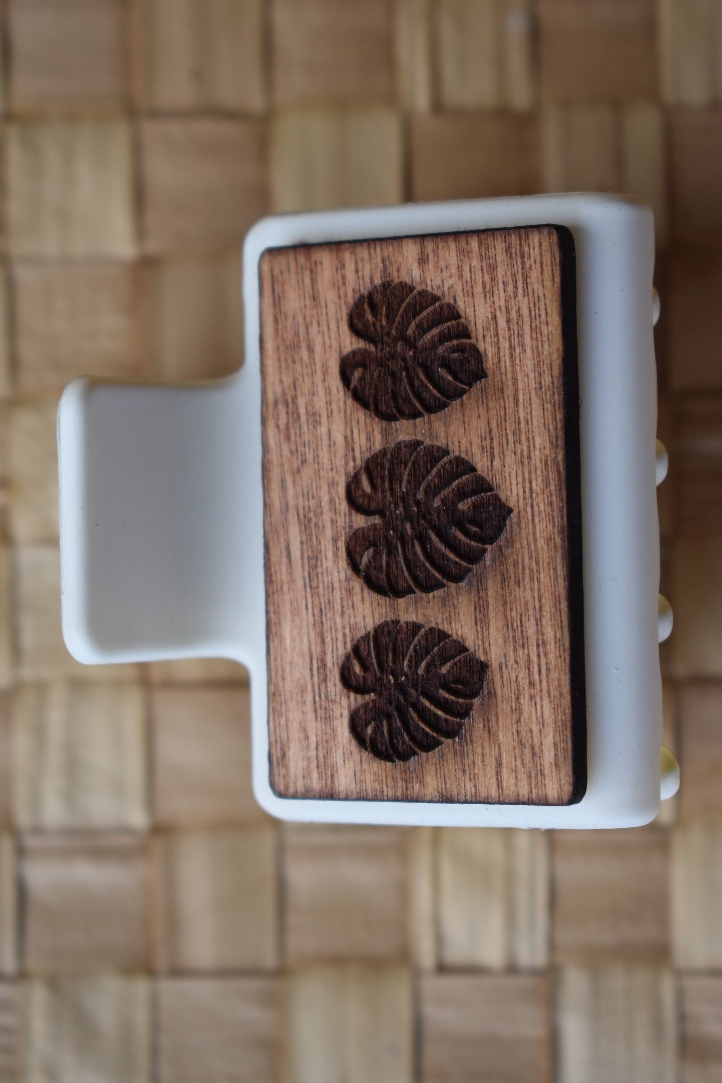 Mini Handmade Wood Engraved Hair Clip