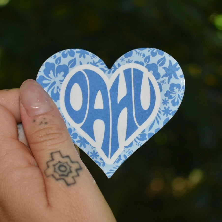 O'ahu Blue Floral Sticker