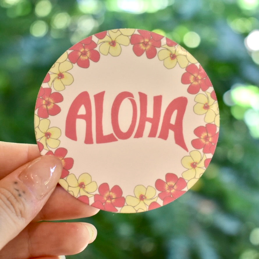 Aloha Floral Circle Sticker