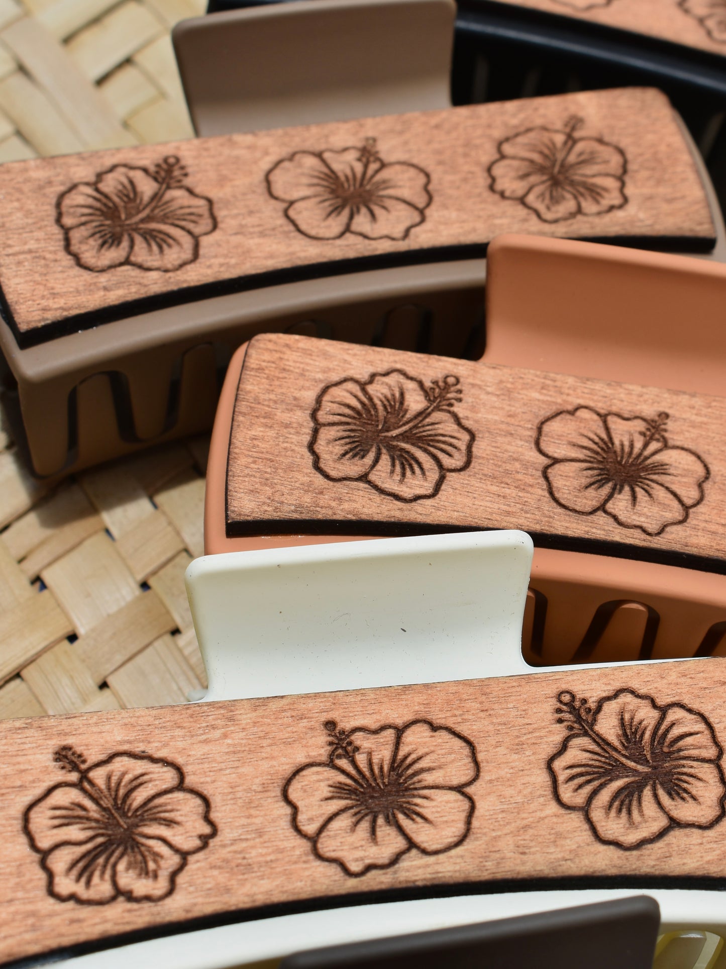 Handmade Wood Engraved Hair Clip