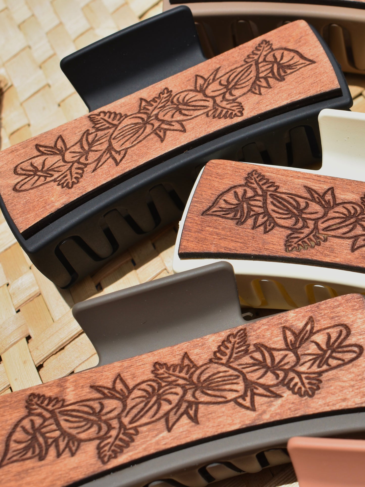 Handmade Wood Engraved Hair Clip
