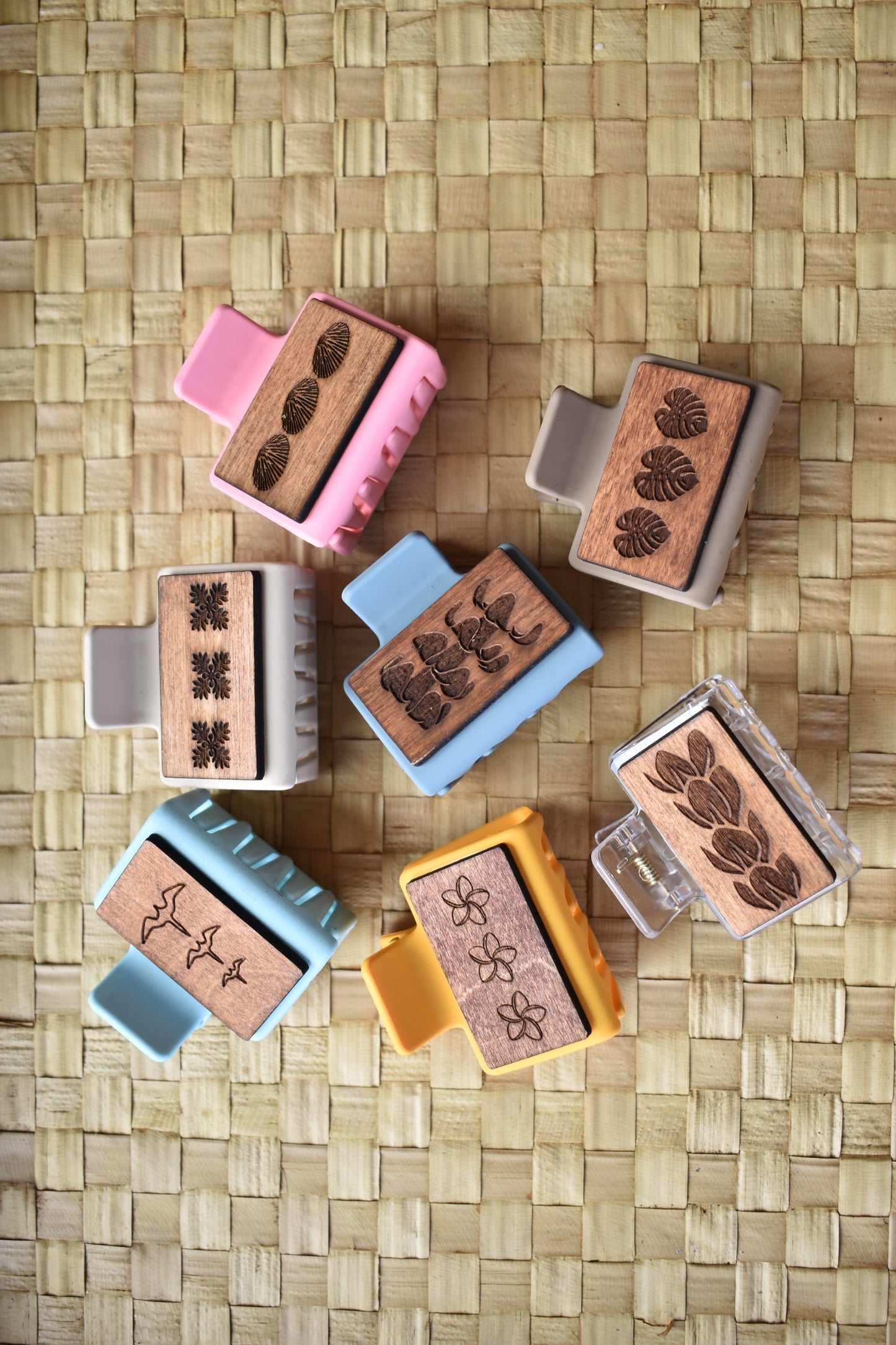 Mini Handmade Wood Engraved Hair Clip