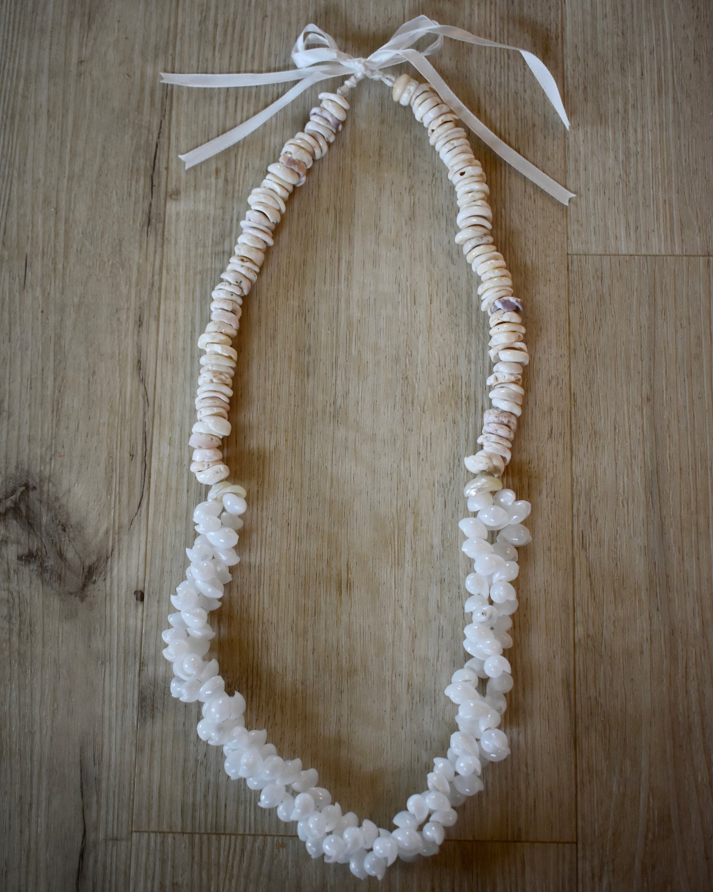 Puka + White Bubble Shell Lei