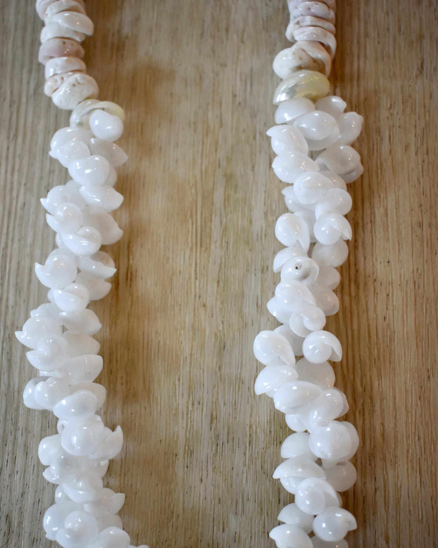Puka + White Bubble Shell Lei