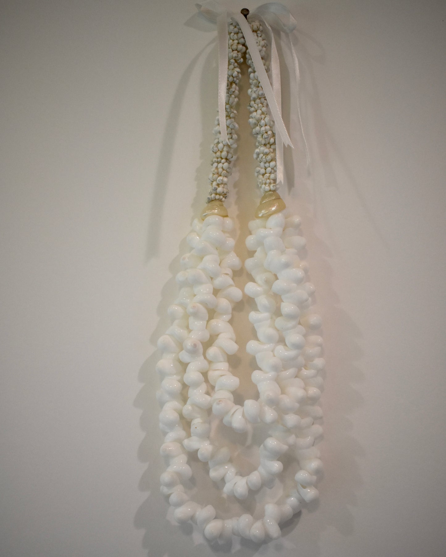 Triple Layered White Bubble Shell Lei