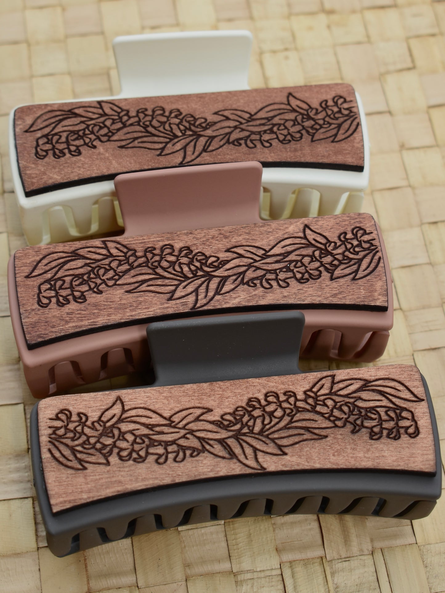 Handmade Wood Engraved Hair Clip