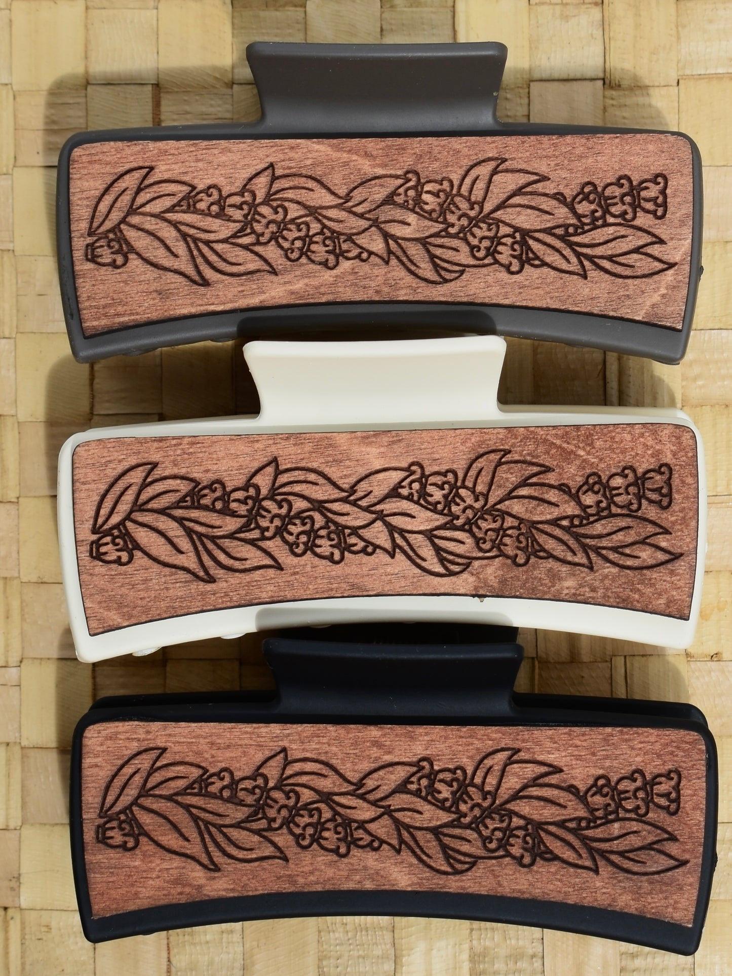 Handmade Wood Engraved Hair Clip