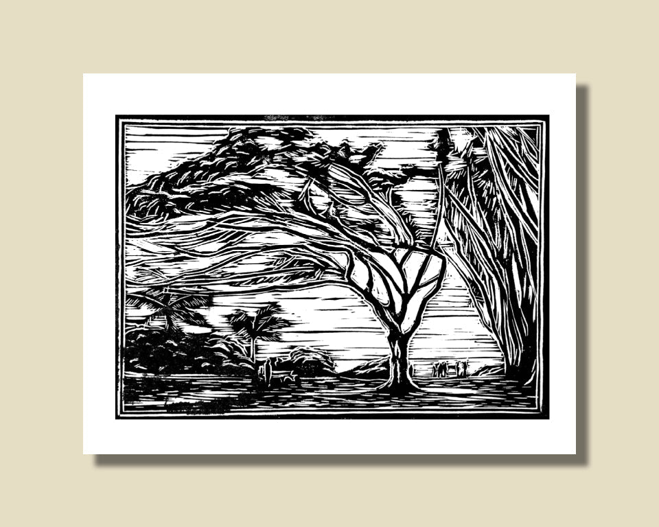 "Ehukai" Linocut Print - Art by Keale Comstock