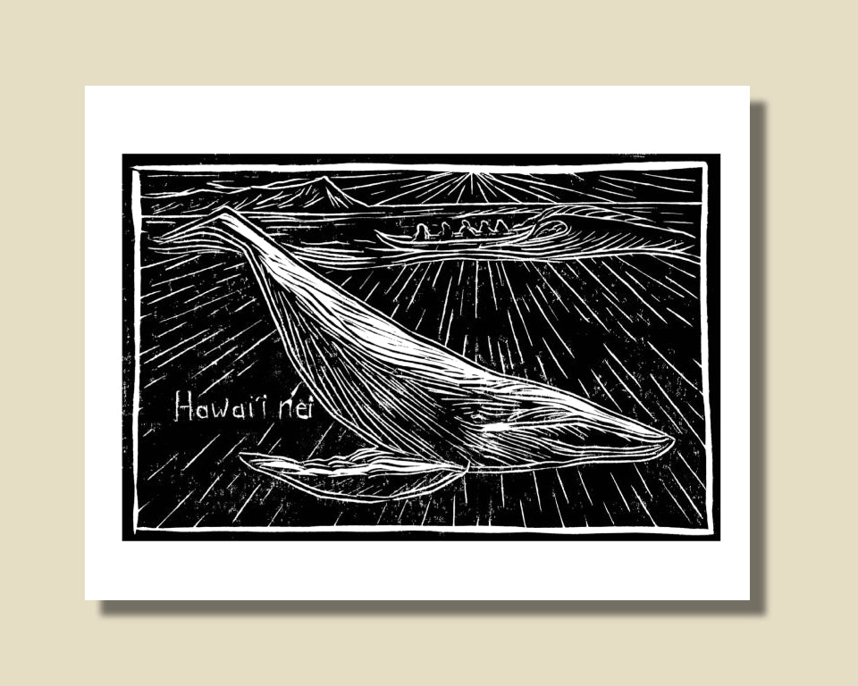 "Hawai'i Nei" Linocut Print - Art by Keale Comstock
