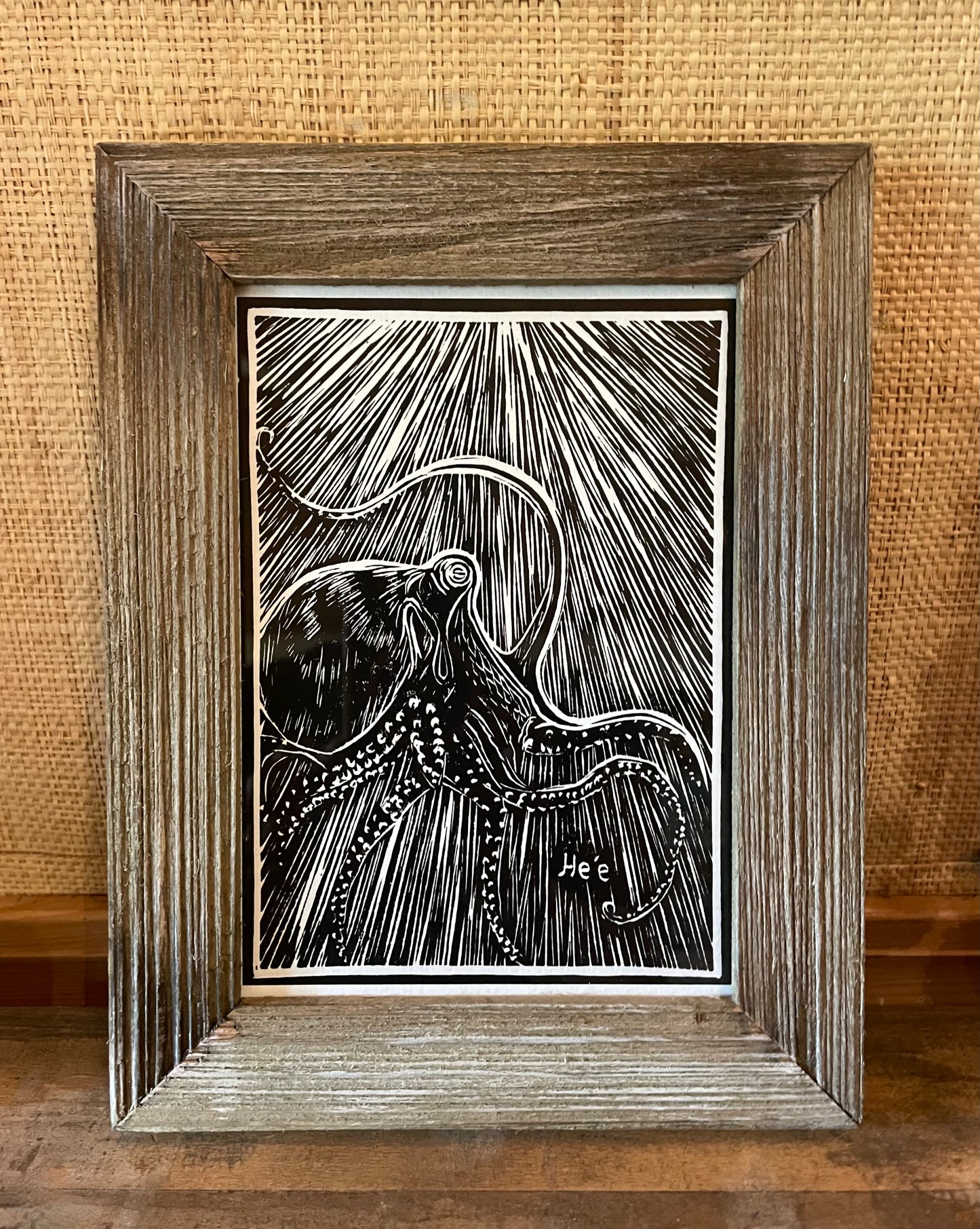 "He'e" Linocut Print - Art by Keale Comstock