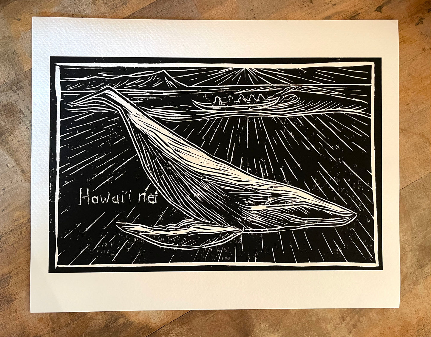 "Hawai'i Nei" Linocut Print - Art by Keale Comstock