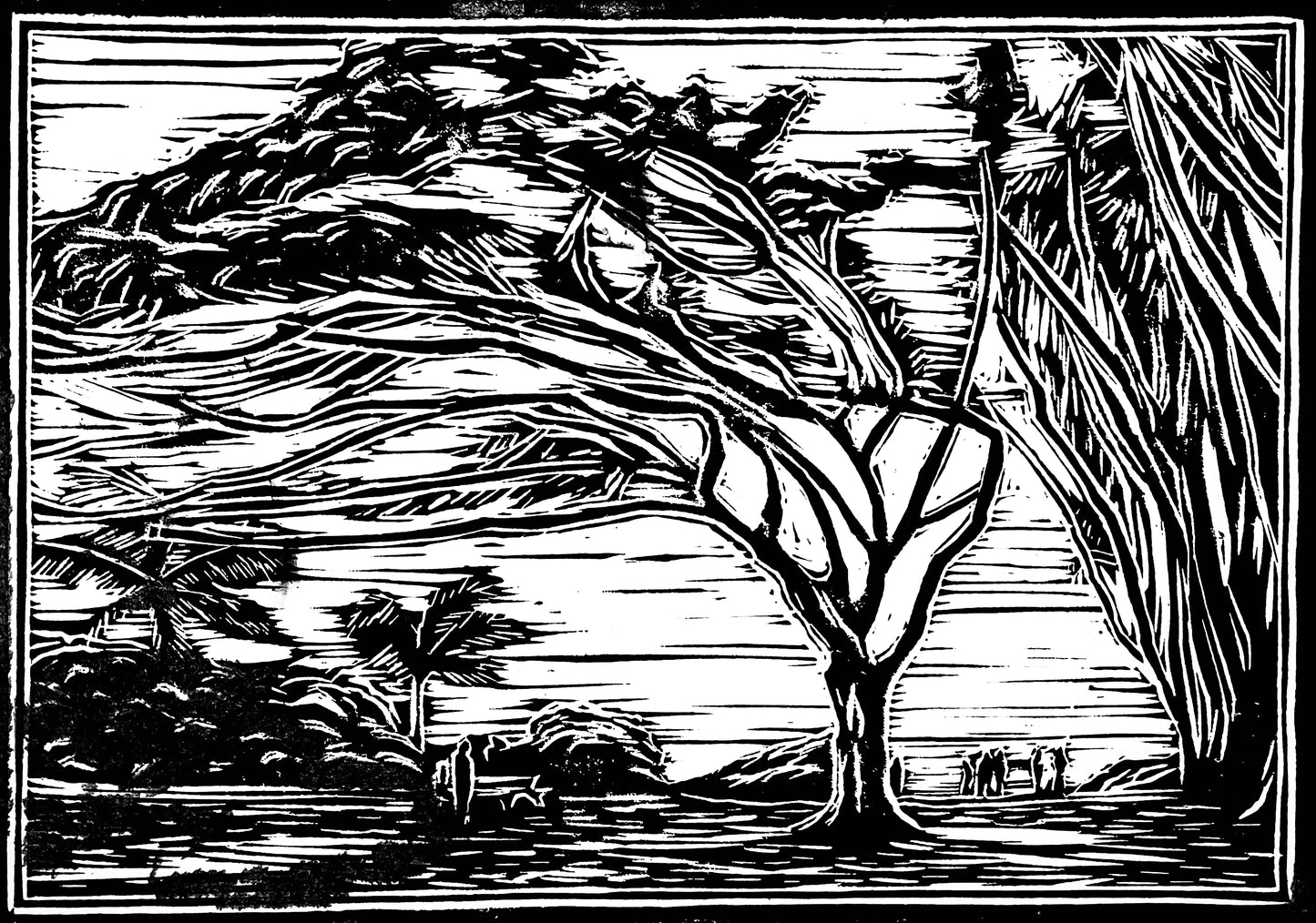 "Ehukai" Linocut Print - Art by Keale Comstock
